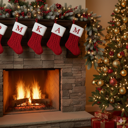 Christmas Socks Knitting Snowflake Letter Stocking Christmas Decoration 2025 For Home Xmas Tree Ornament Gift Navidad Natal 2026