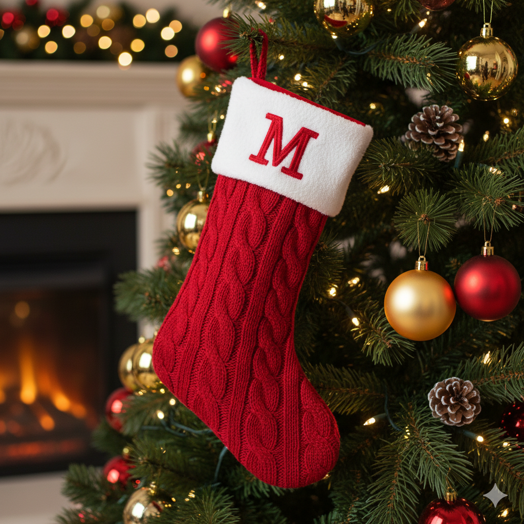 Christmas Socks Knitting Snowflake Letter Stocking Christmas Decoration 2025 For Home Xmas Tree Ornament Gift Navidad Natal 2026