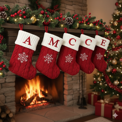Christmas Socks Knitting Snowflake Letter Stocking Christmas Decoration 2025 For Home Xmas Tree Ornament Gift Navidad Natal 2026